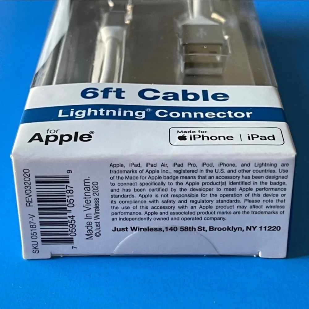 6-FT Just Wireless Lightning Connector Charging Cable (WHITE)